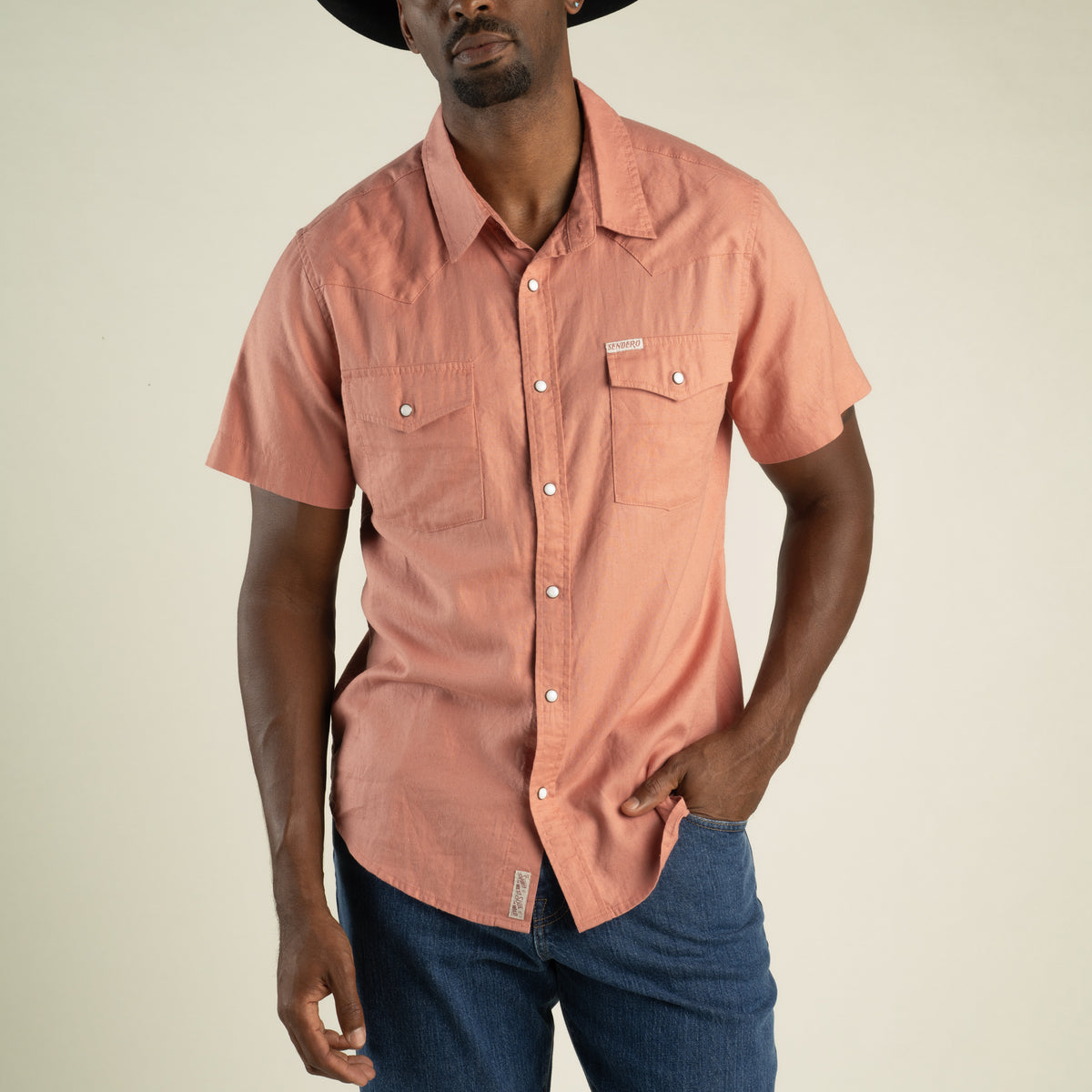 The Wyatt Pearl Snap Short Sleeve Solid Shirt - Nantucket Red