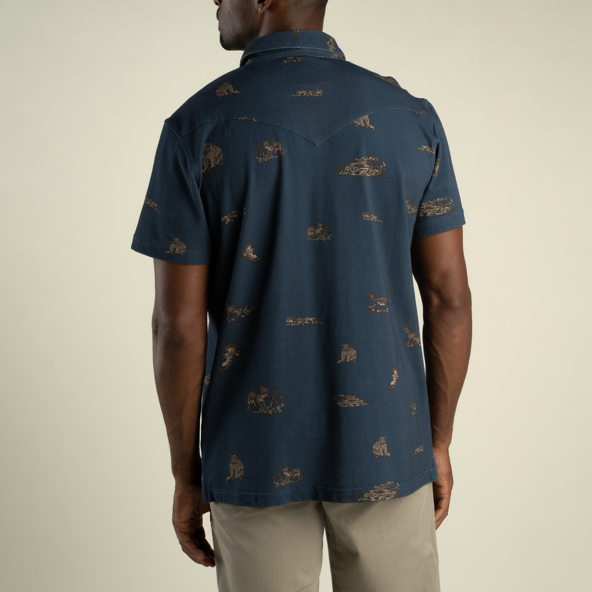 Cantina Pique Polo Short Sleeve Shirt - Desert Critters - Midnight