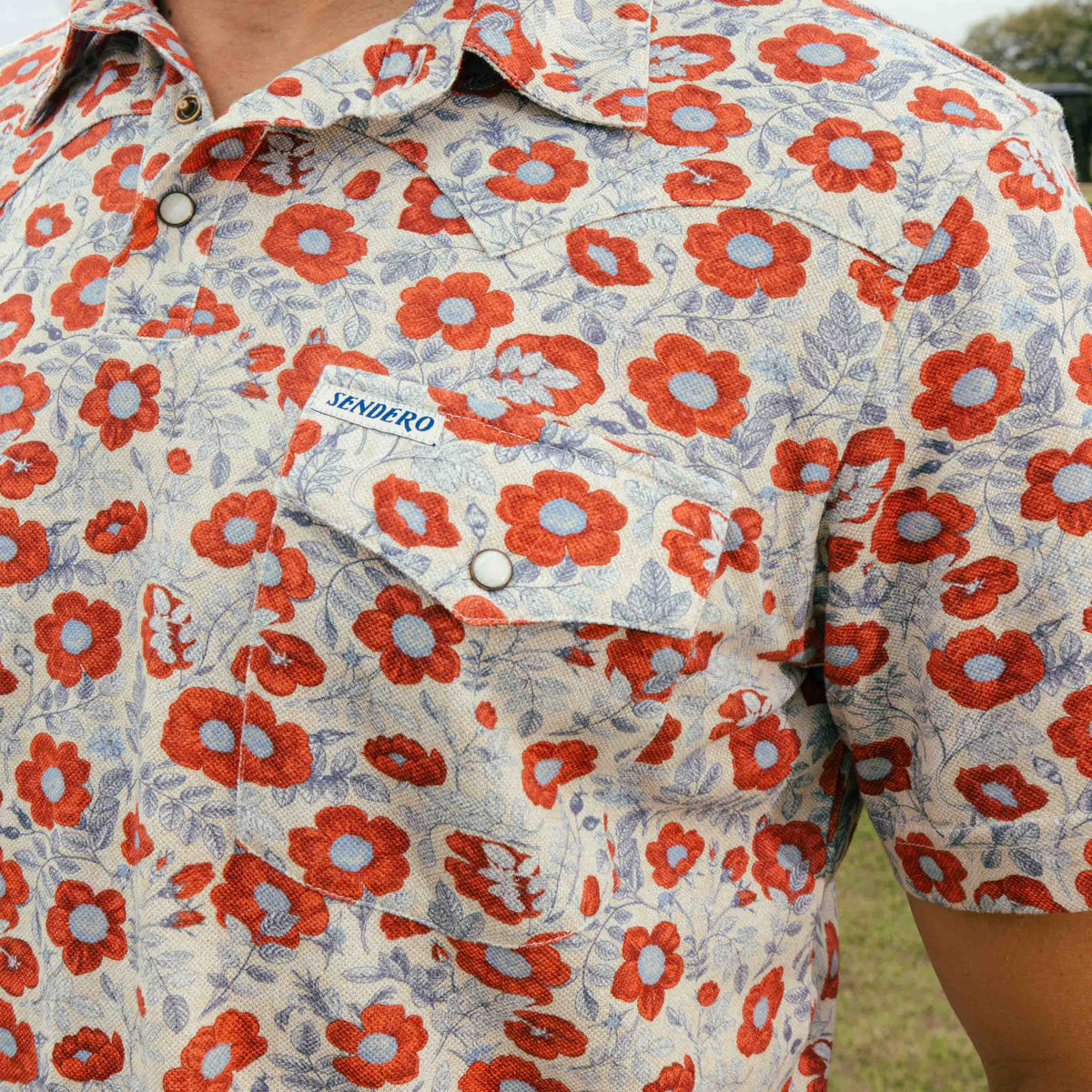 Cantina Pique Polo Short Sleeve Shirt - Desert Floral - Rosado