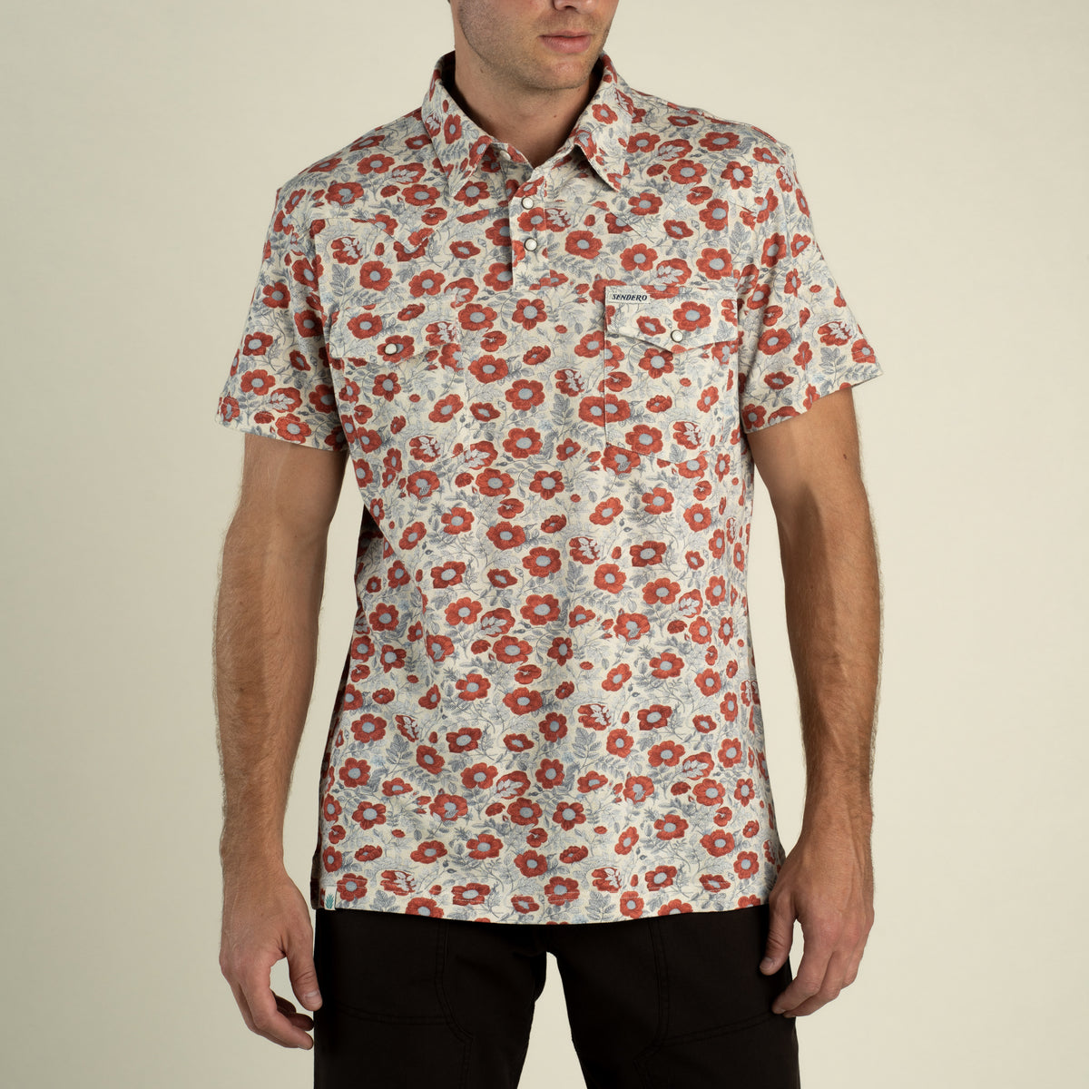 Cantina Pique Polo Short Sleeve Shirt - Desert Floral - Rosado