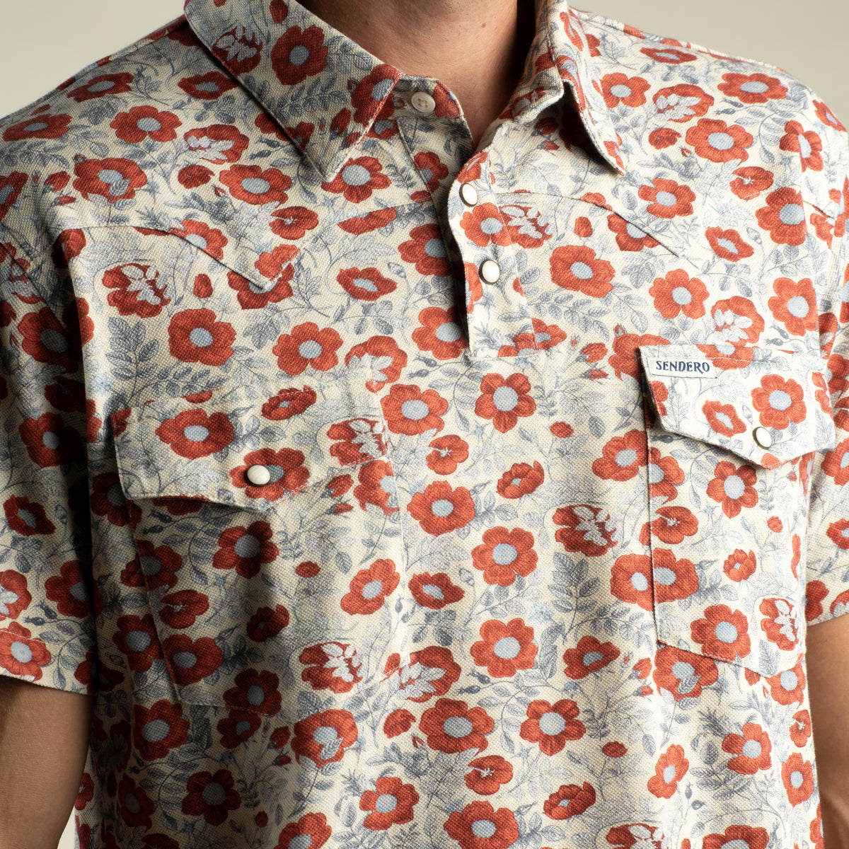 Cantina Pique Polo Short Sleeve Shirt - Desert Floral - Rosado