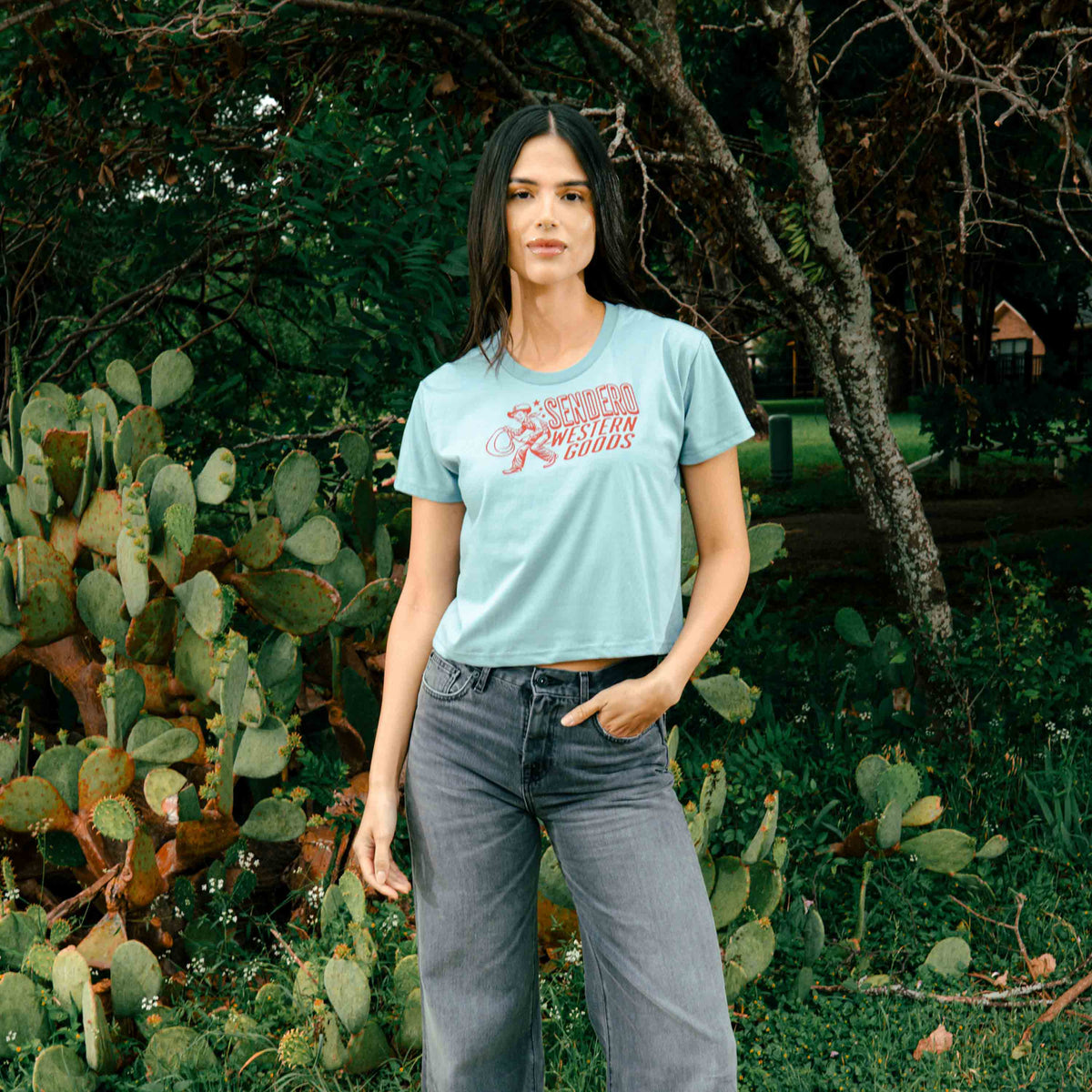 Western Goods Boxy Tee - Blue