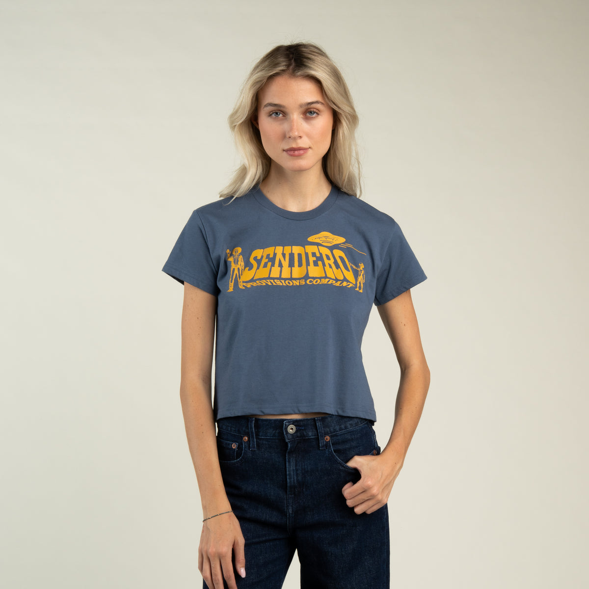 Cowboy Lift Off Boxy Tee - Navy