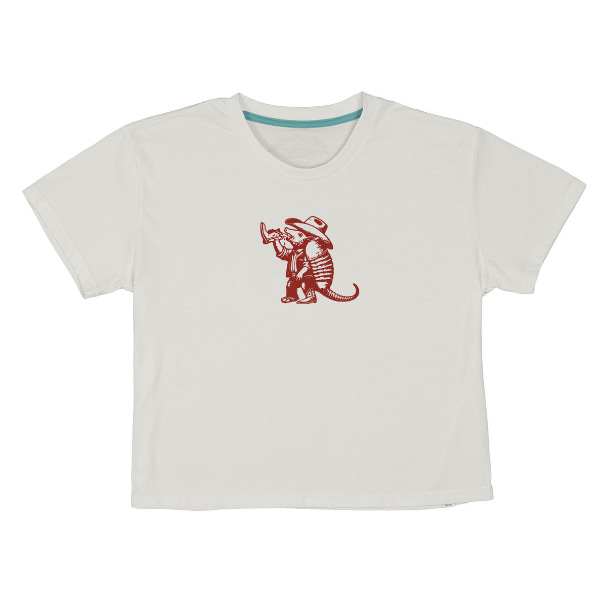 Armadillo Boxy Tee - Vintage White/Red Center Print