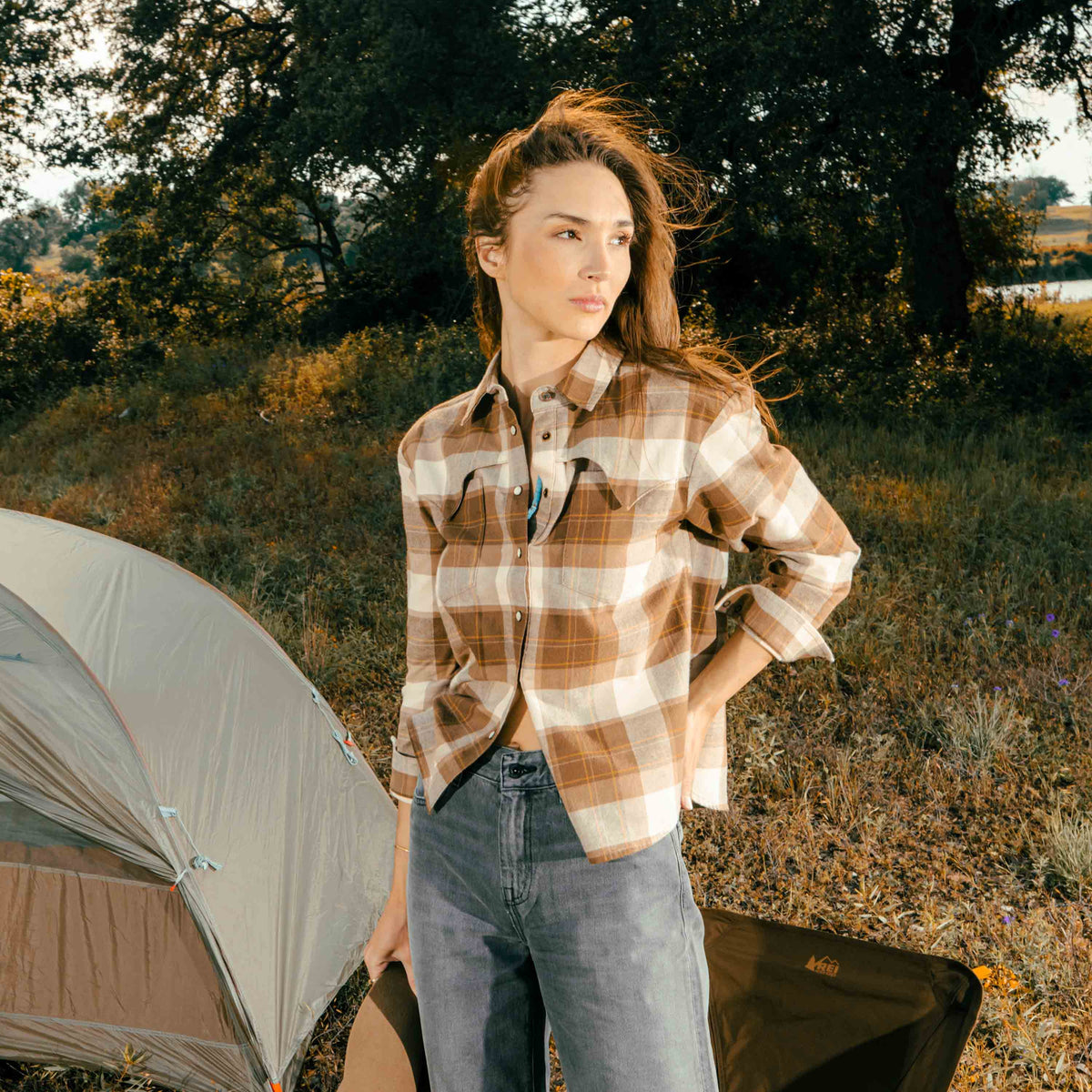 Women's Durango Flannel - Pearlsnap - Woodrow Plaid - Saddle