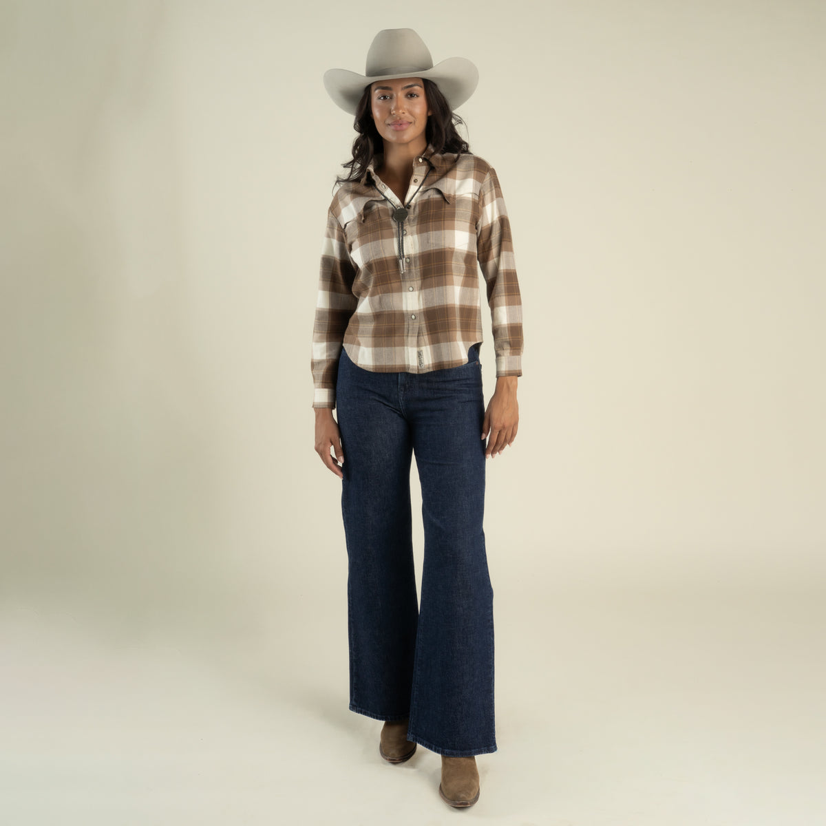 Women's Durango Flannel - Pearlsnap - Woodrow Plaid - Saddle