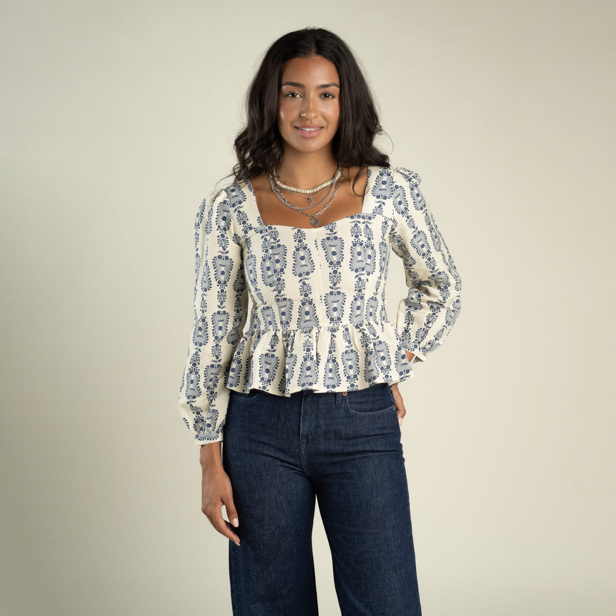 Ada Blouse - Guitar Stripe - Cream