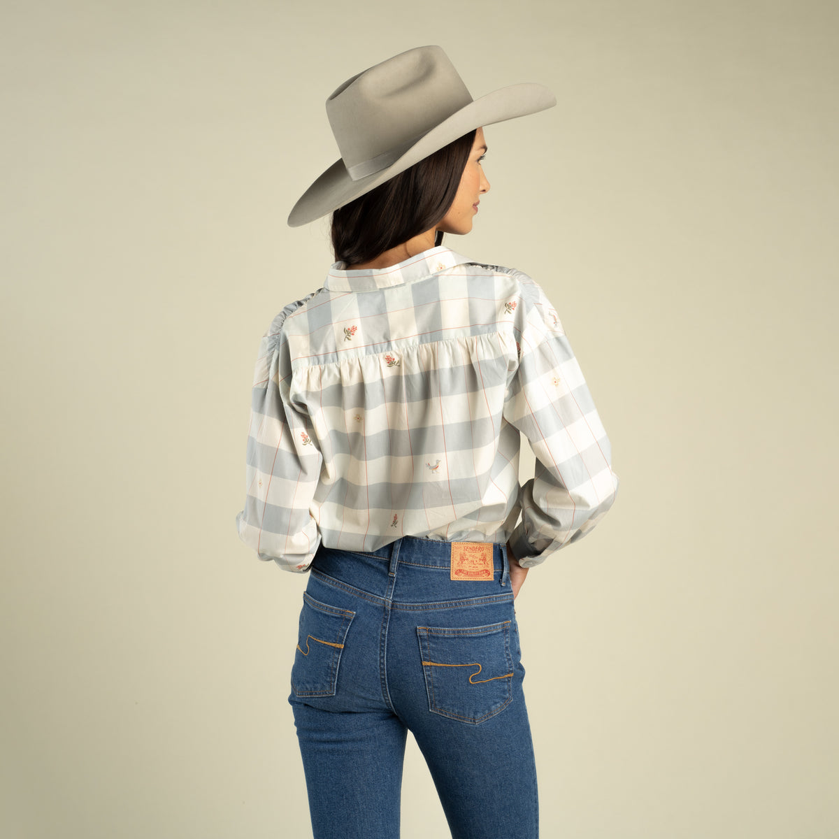Helena Button Down - Paisano Check - Opal