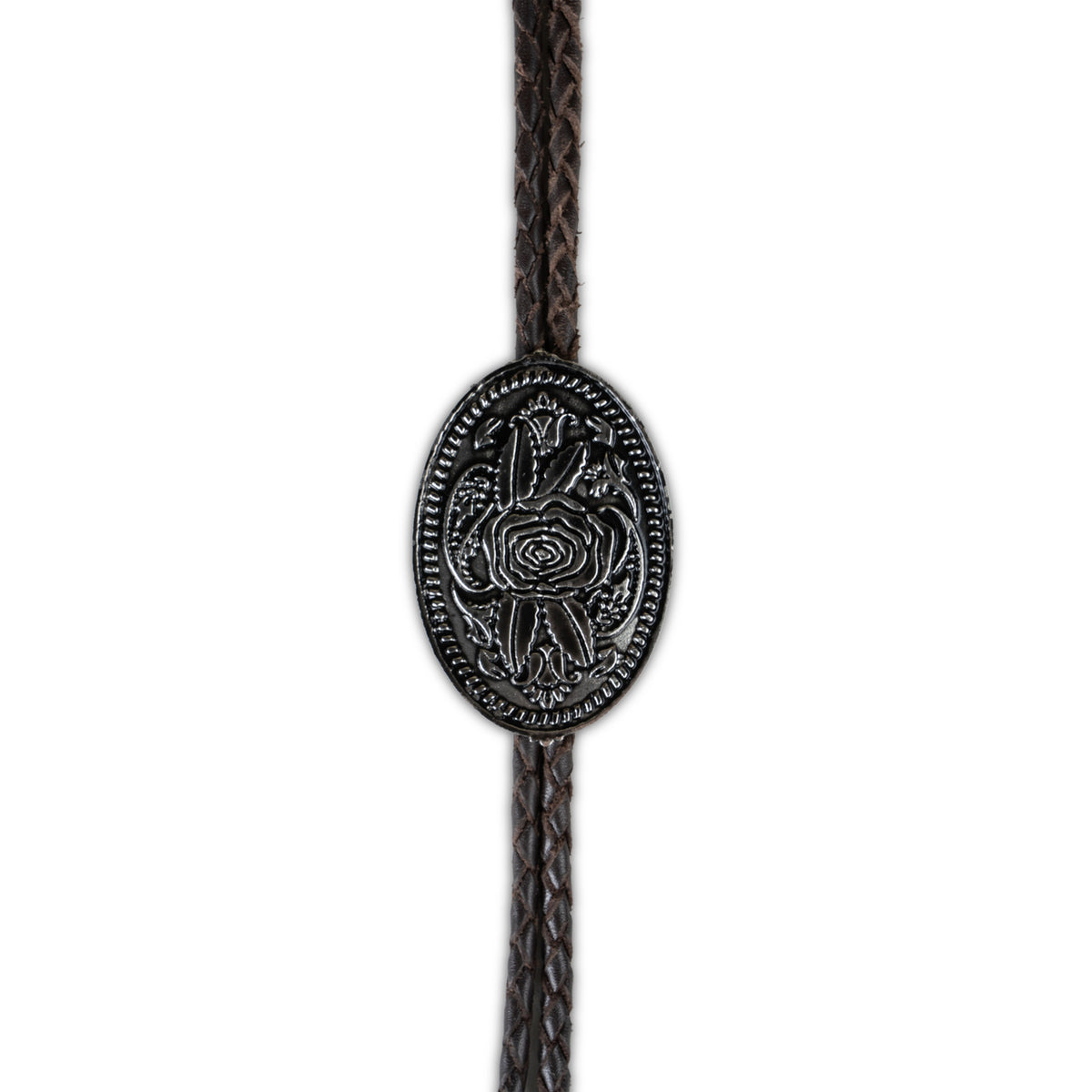 Western Floral Bolo Tie - Antique Nickel