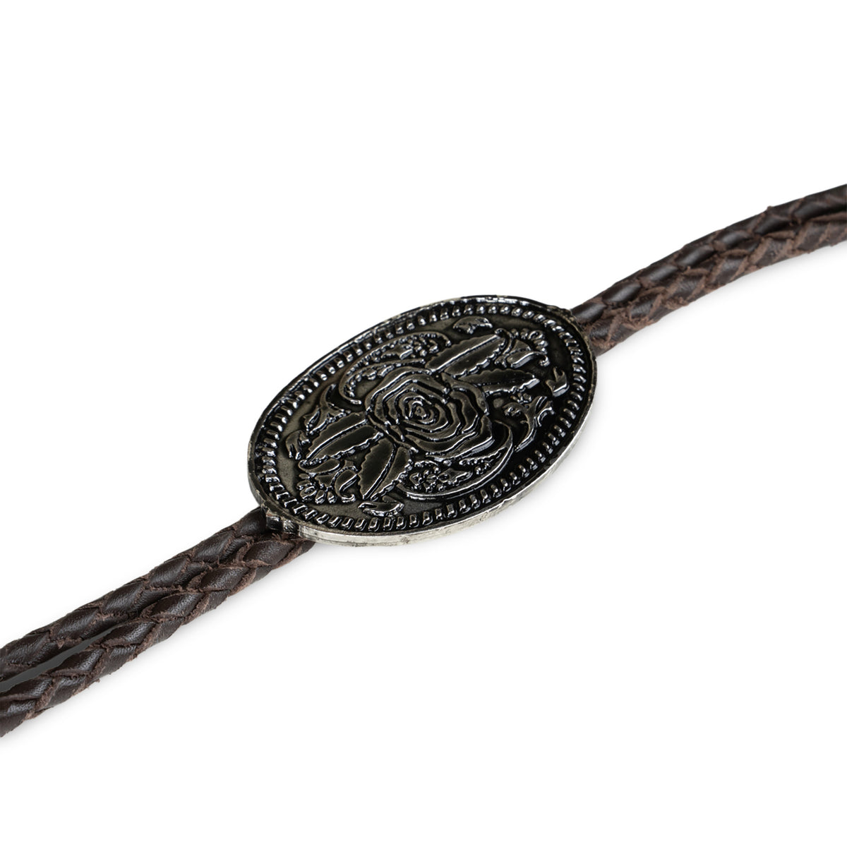 Western Floral Bolo Tie - Antique Nickel