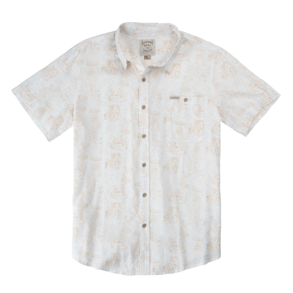 City Slicker Button Up Short Sleeve - Mythical Critters - Cream