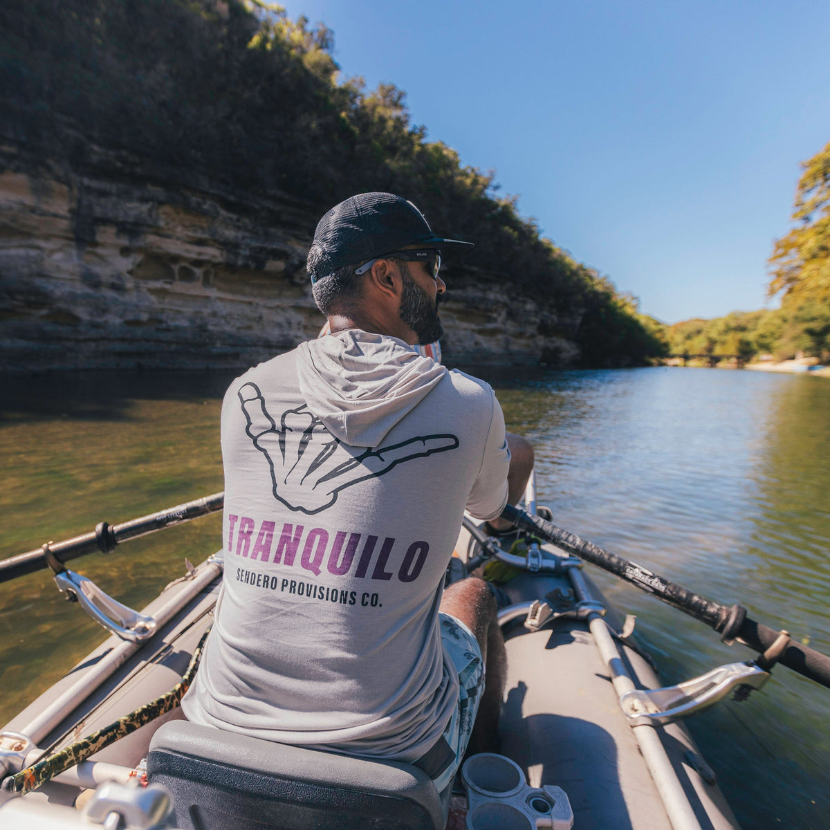 Yucatan Bamboo Hoodie Tech Shirt - Willamette Gray Print
