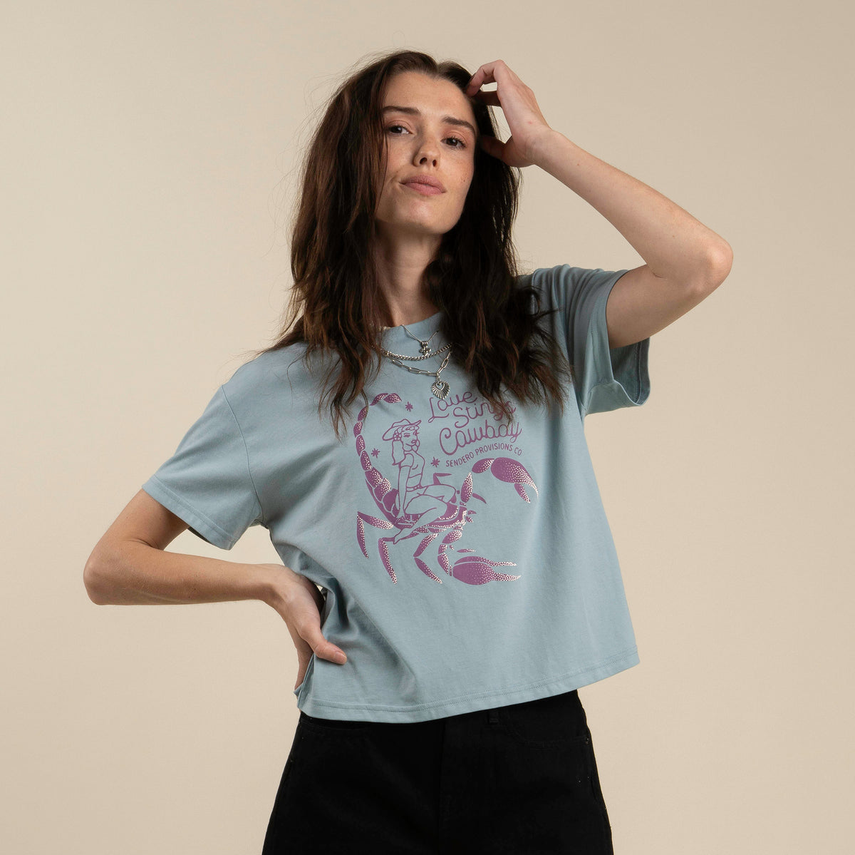 Love Stings Boxy Tee - Sterling Blue