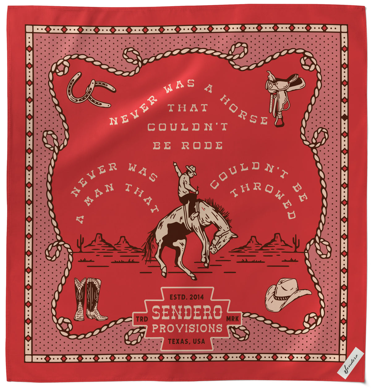 Never Was A Horse Bandana Scarf - Red