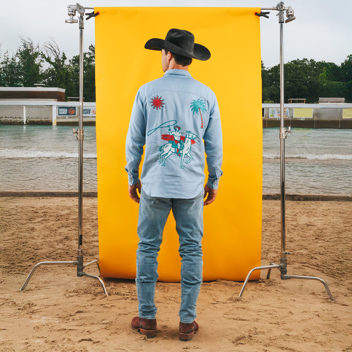 Embroidered Pearl Snap Button Up Long Sleeve - Ranch and Reef