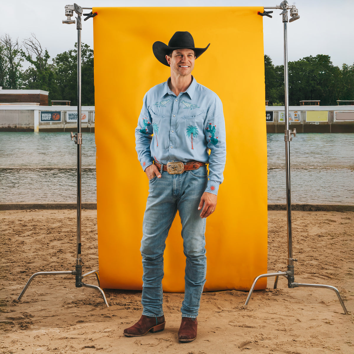 Embroidered Pearl Snap Button Up Long Sleeve - Ranch and Reef