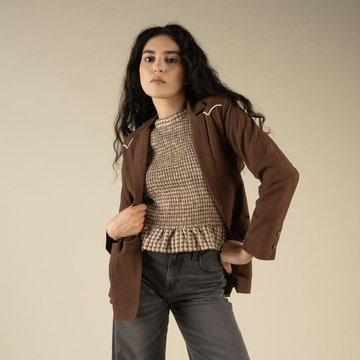 The Eleanor Relaxed Western Blazer - Oakroom