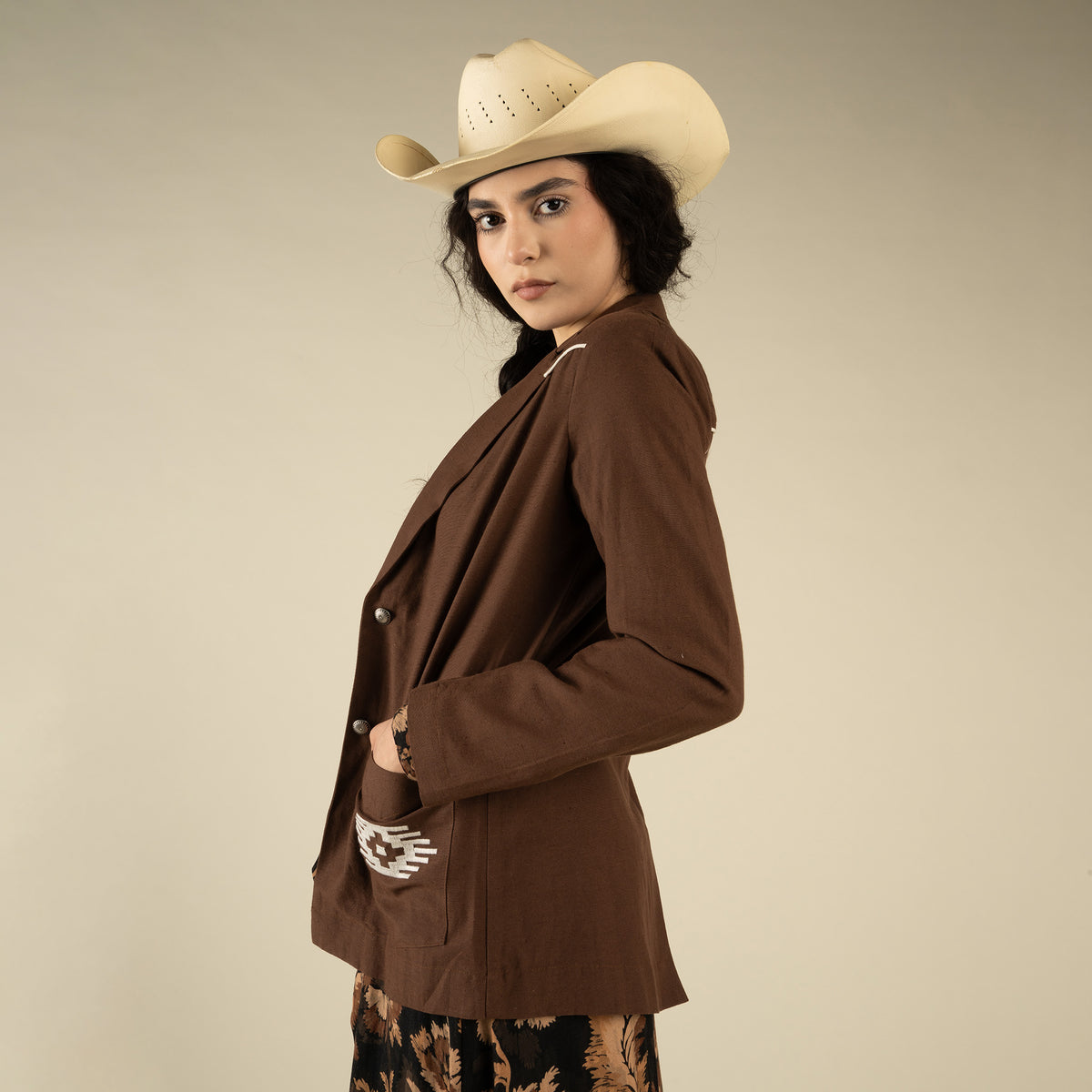The Eleanor Relaxed Western Blazer - Oakroom