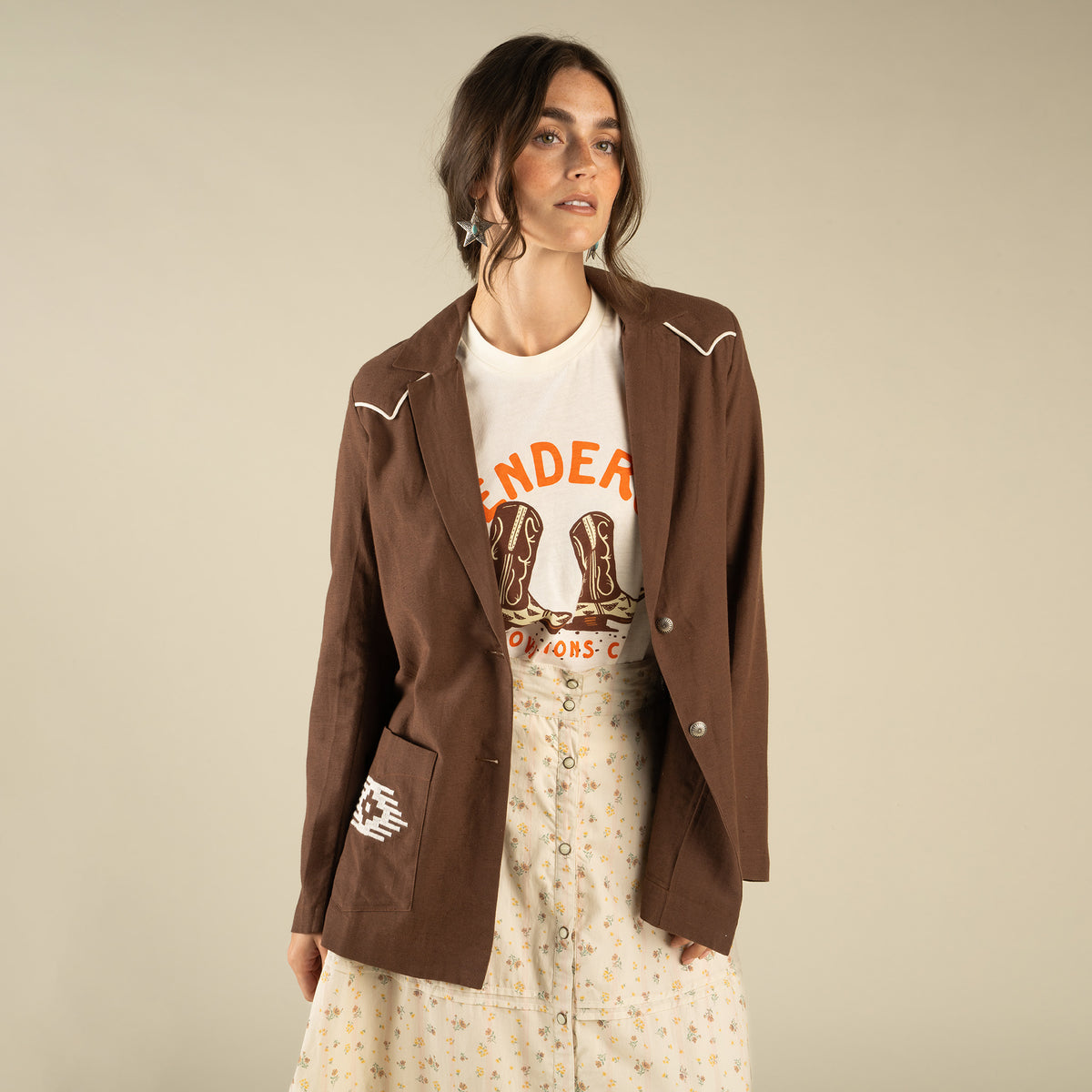 The Eleanor Relaxed Western Blazer - Oakroom