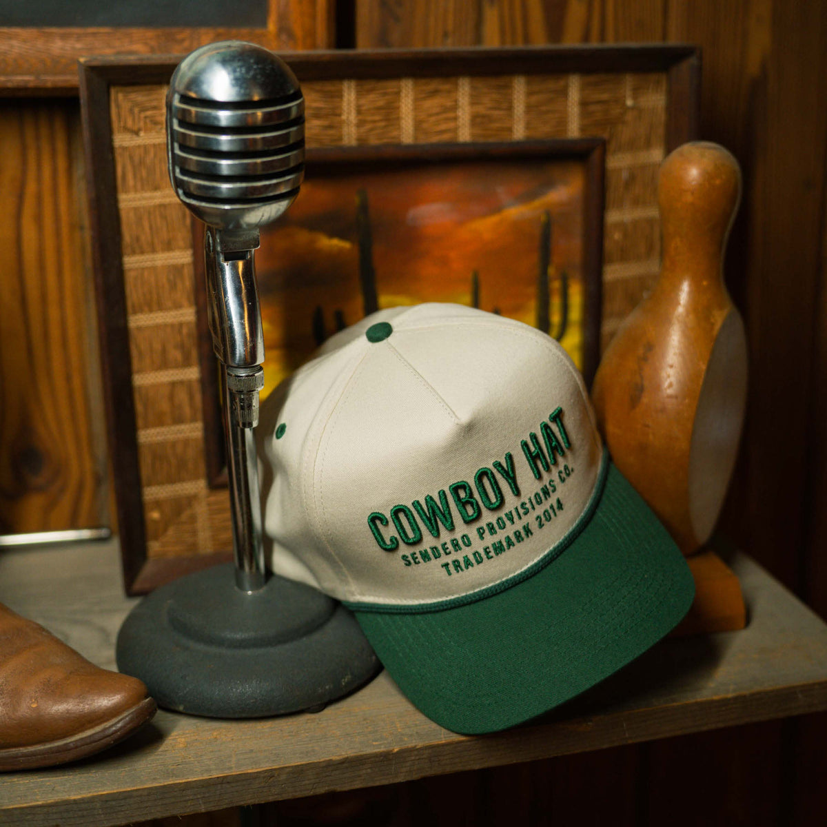 Cowboy Hat - Cream/Green