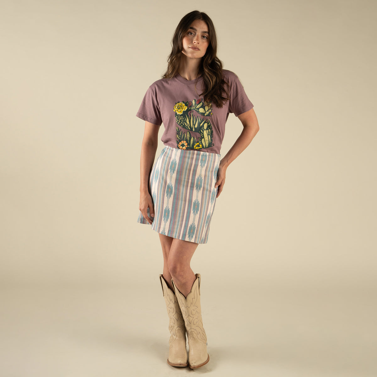The Raquel Skirt - Tuscon Stripe - Faded Teal