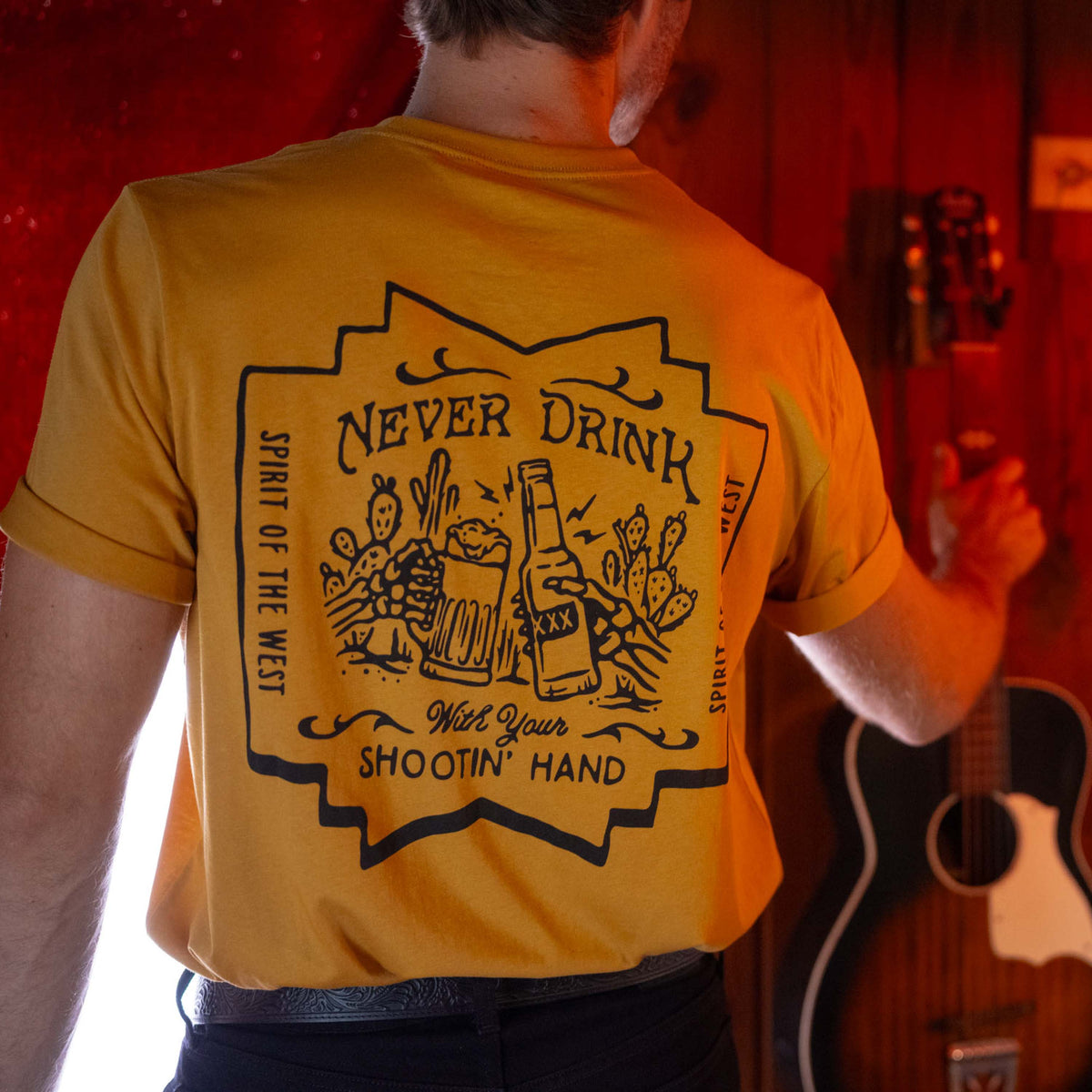 Shootin' Hand Salud T-Shirt - Goldenrod