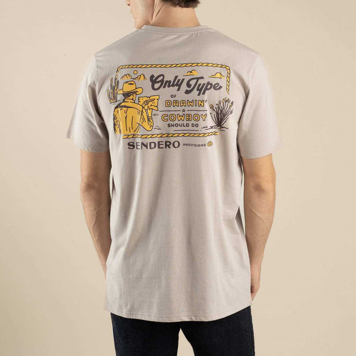 Cowboy Drawin' T-Shirt - Sand