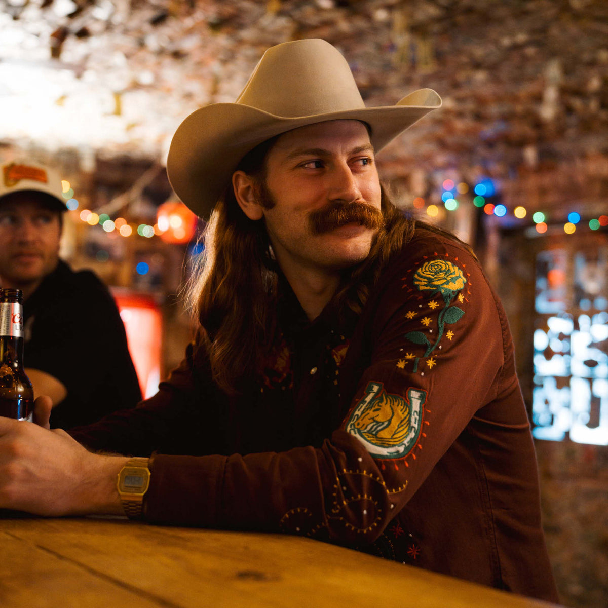 Show Pony Embroidered Western Pearl Snap Long Sleeve Shirt - Electric Brown