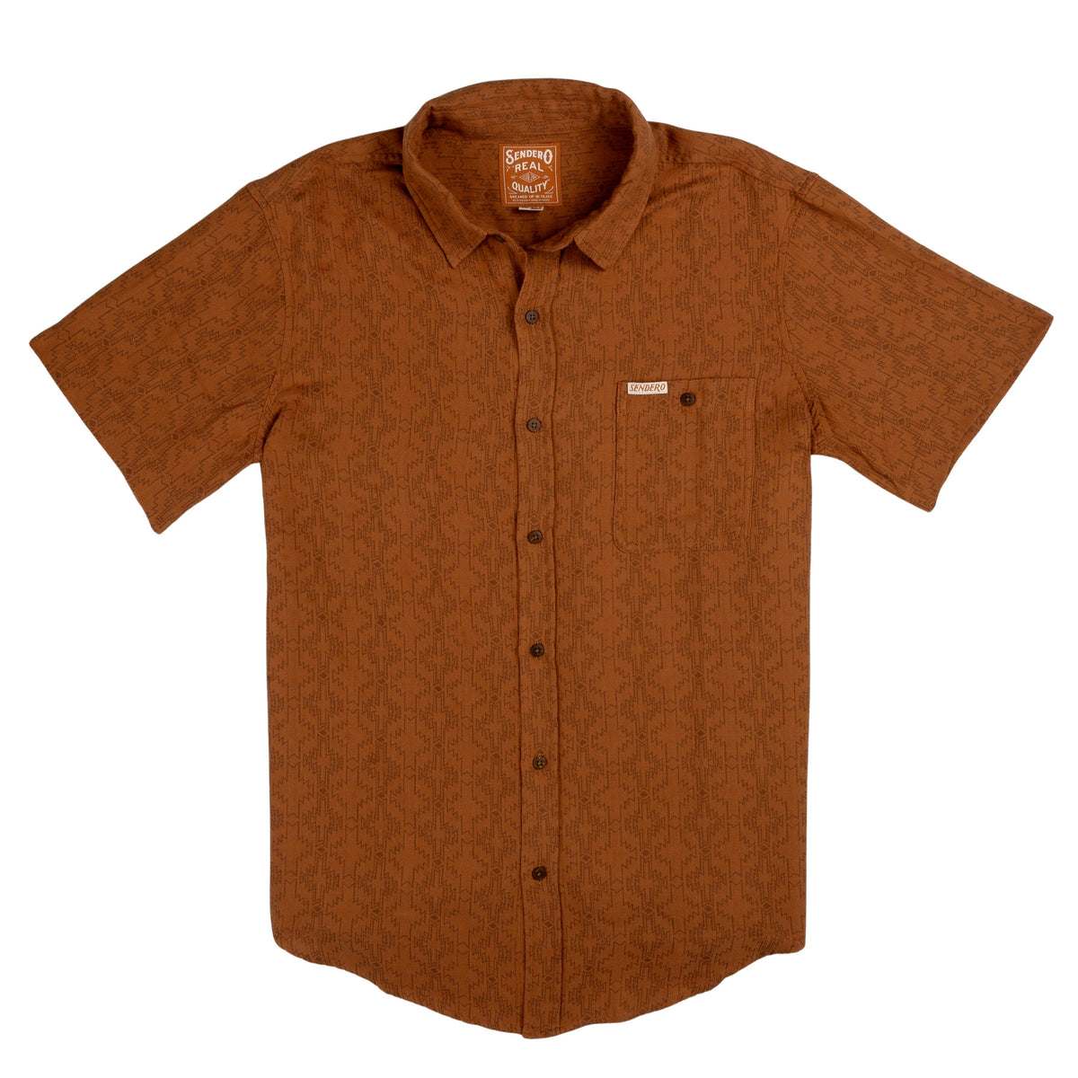 City Slicker Button Up Short Sleeve - Arizola Chevron - Chestnut