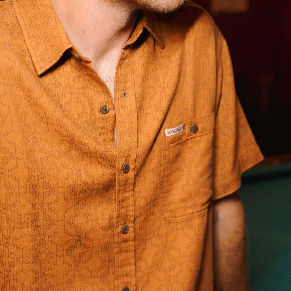 City Slicker Button Up Short Sleeve - Arizola Chevron - Chestnut