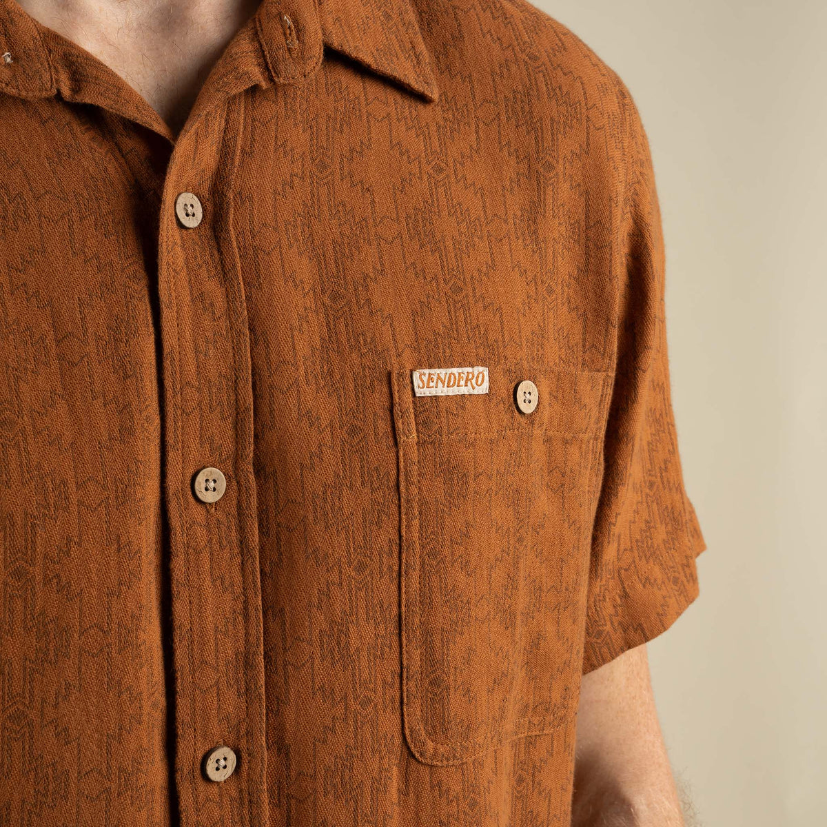 City Slicker Button Up Short Sleeve - Arizola Chevron - Chestnut