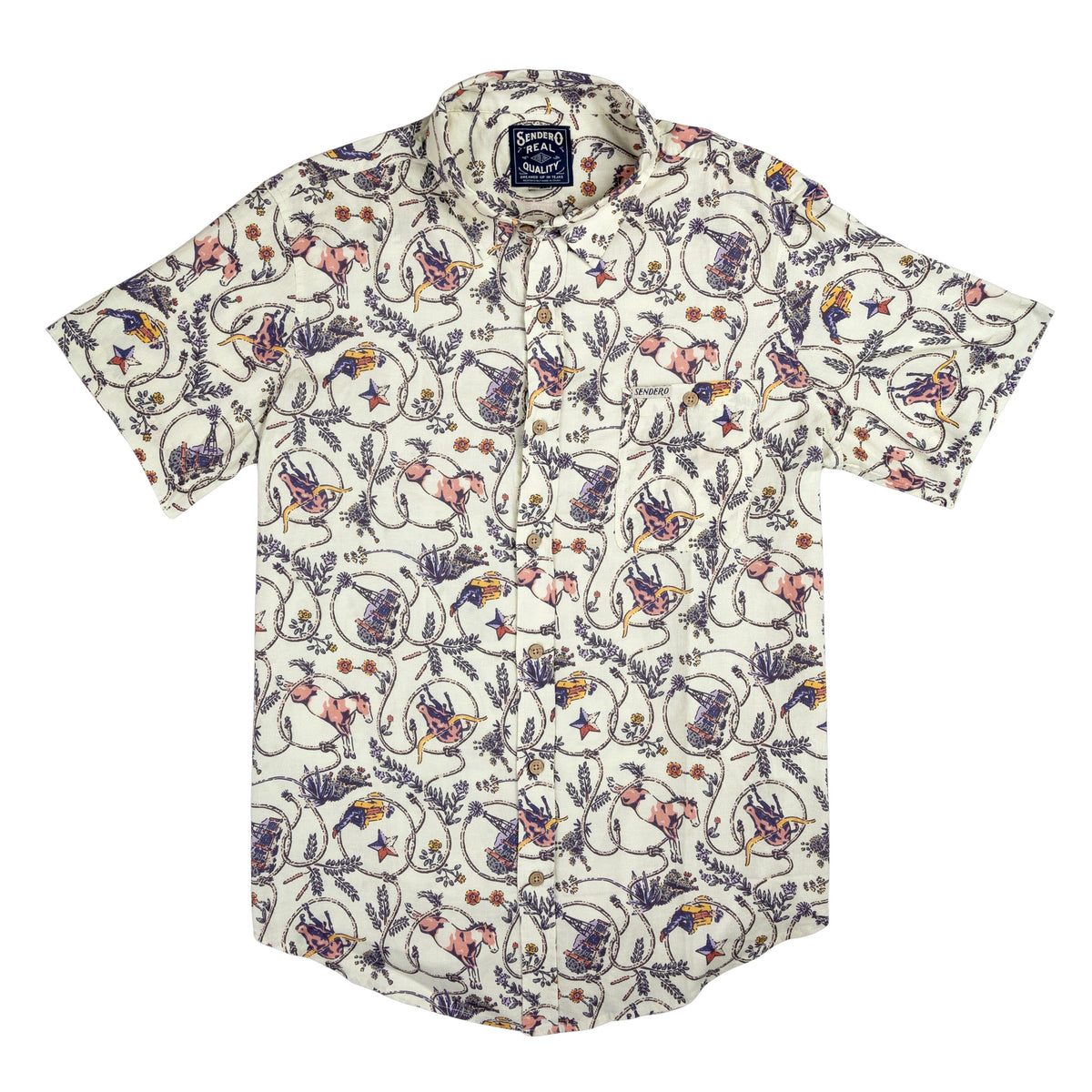 City Slicker Button Up Short Sleeve - High Lonesome - Ivory/Navy