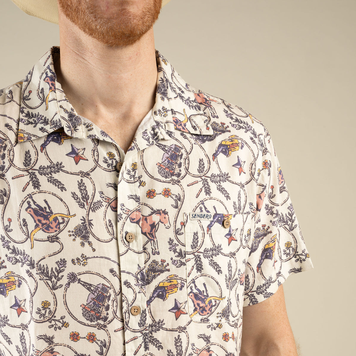 City Slicker Button Up Short Sleeve - High Lonesome - Ivory/Navy
