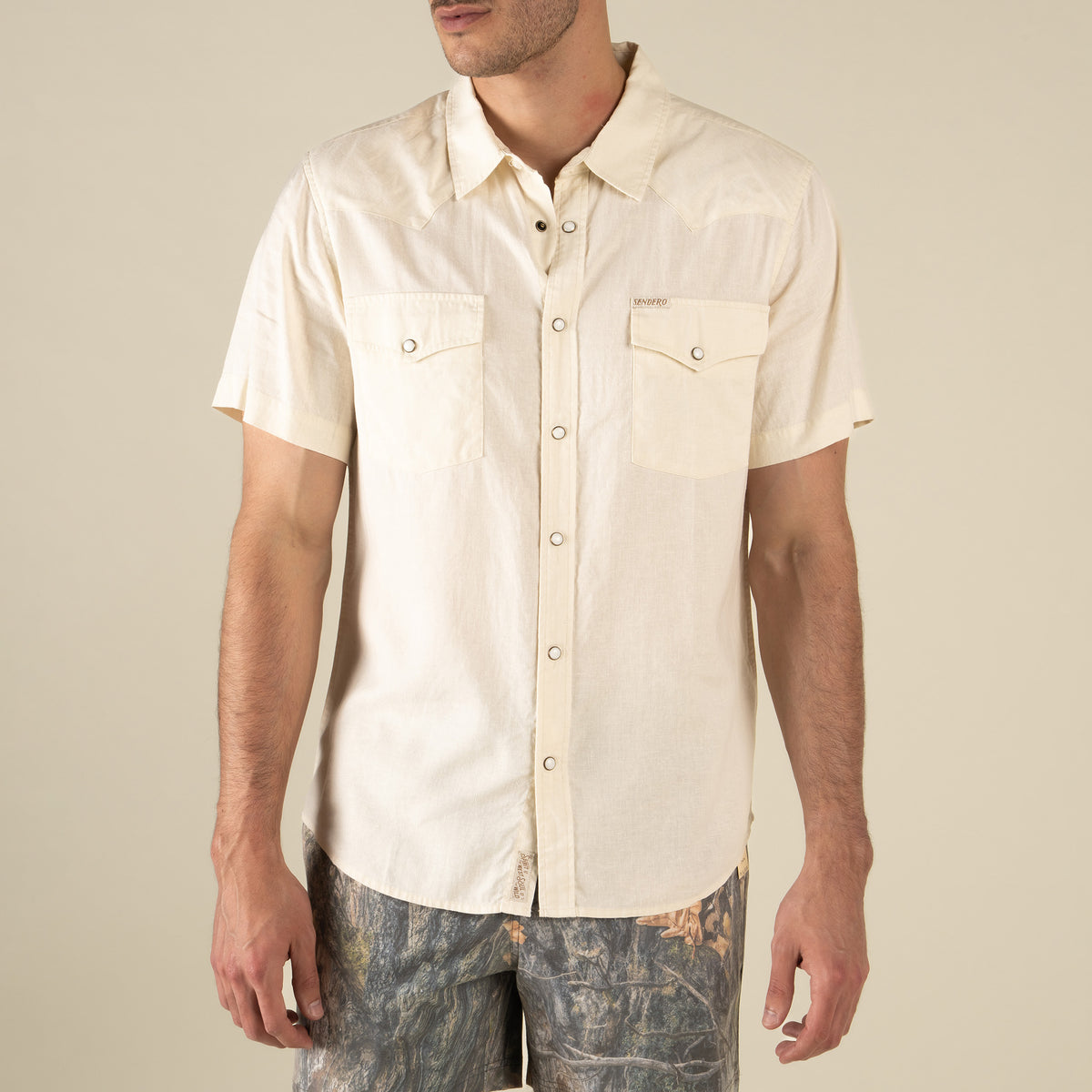 The Wyatt Pearl Snap Short Sleeve Solid Shirt - Antique White