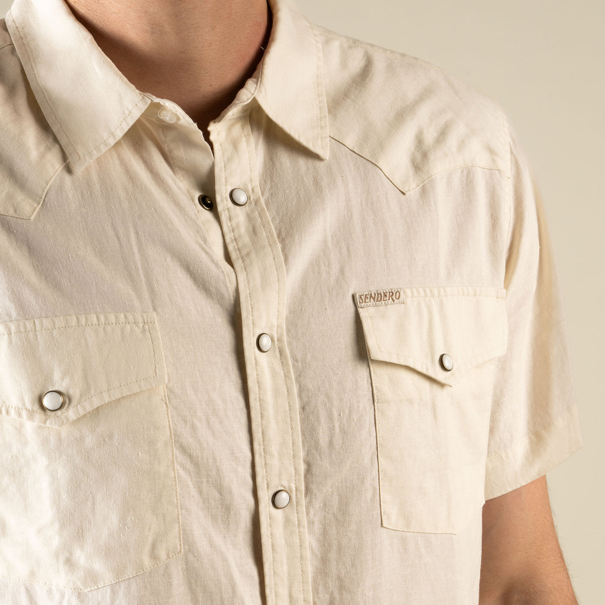The Wyatt Pearl Snap Short Sleeve Solid Shirt - Antique White