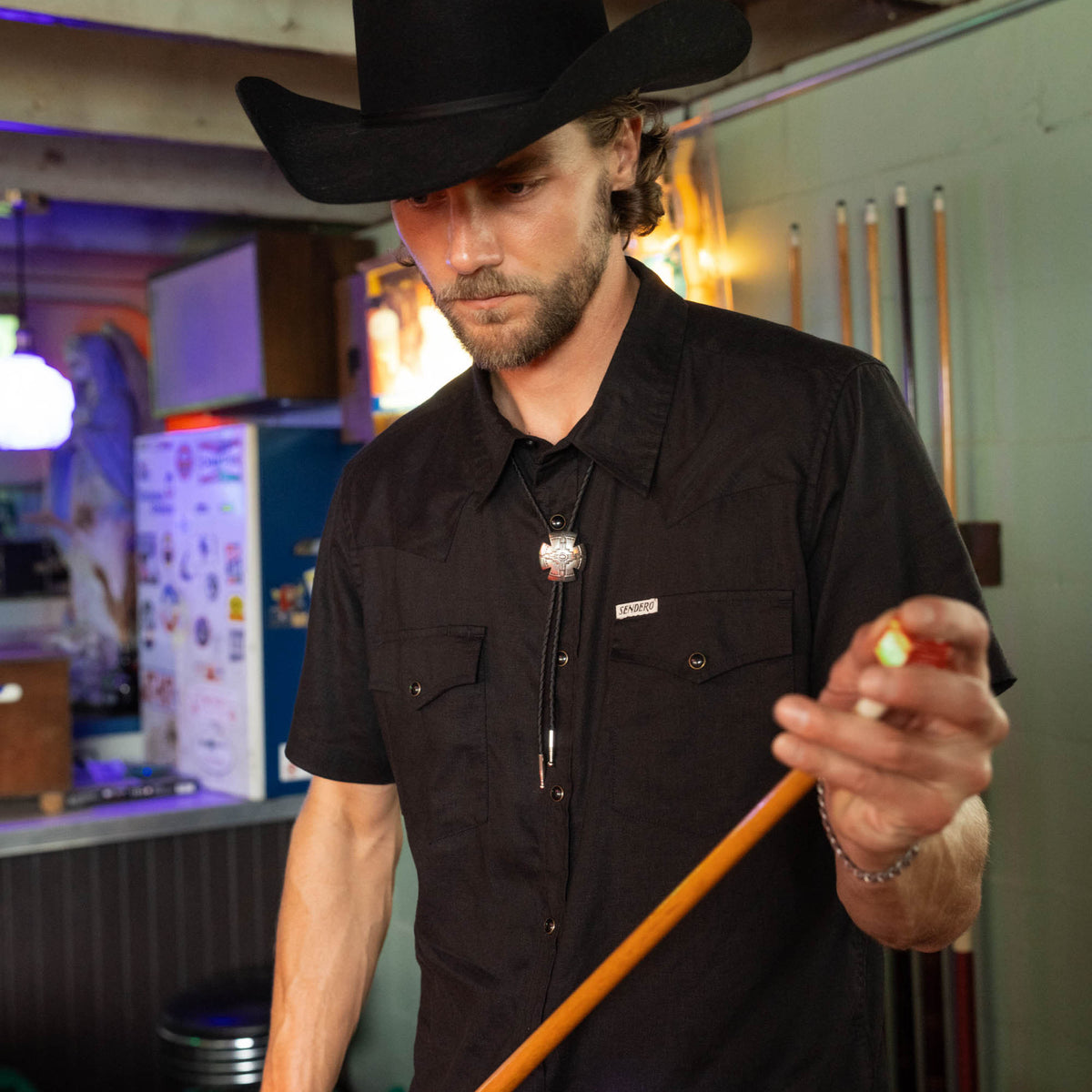 The Wyatt Pearl Snap Short Sleeve Solid Shirt - Black