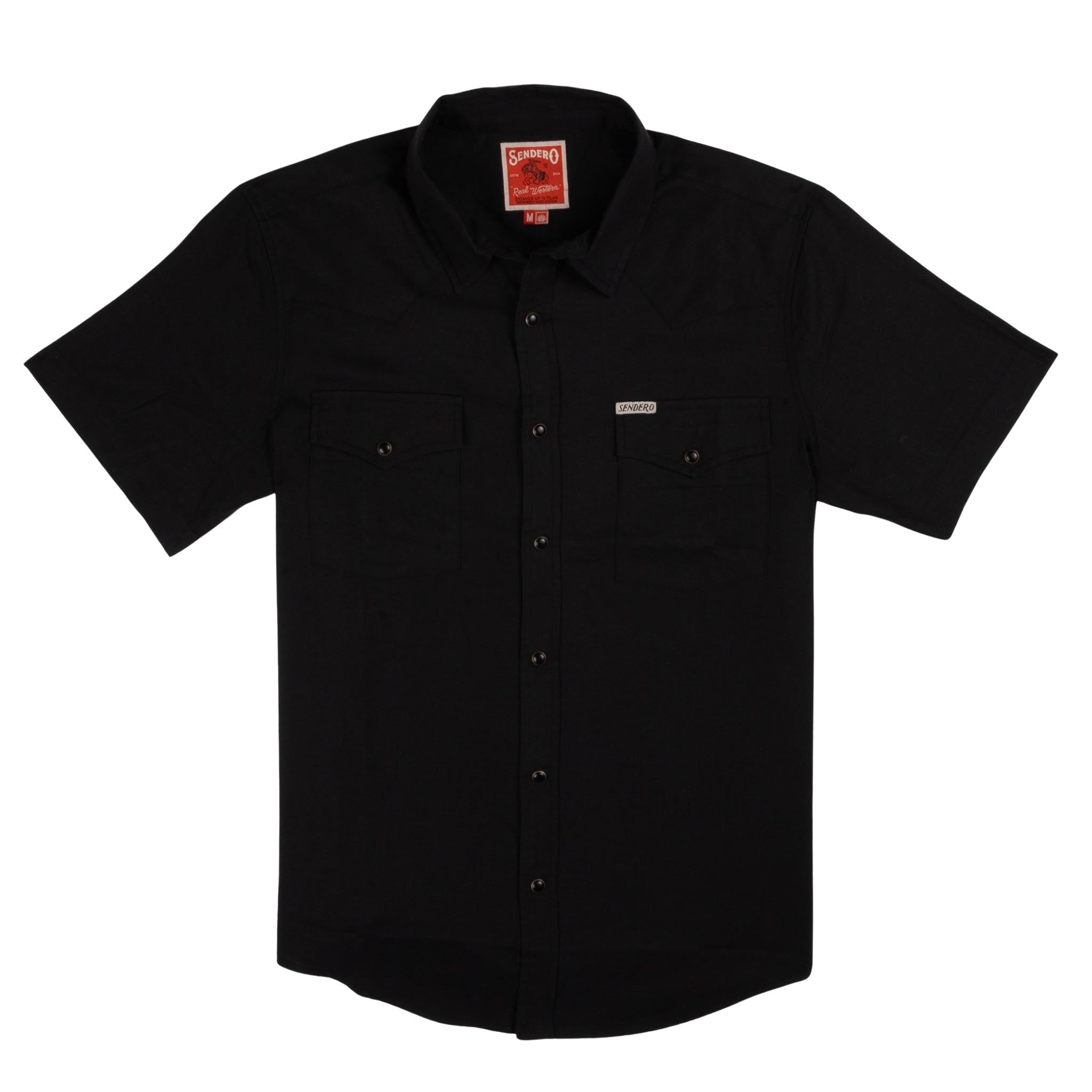 The Wyatt Pearl Snap Short Sleeve Solid Shirt Black / X-Small