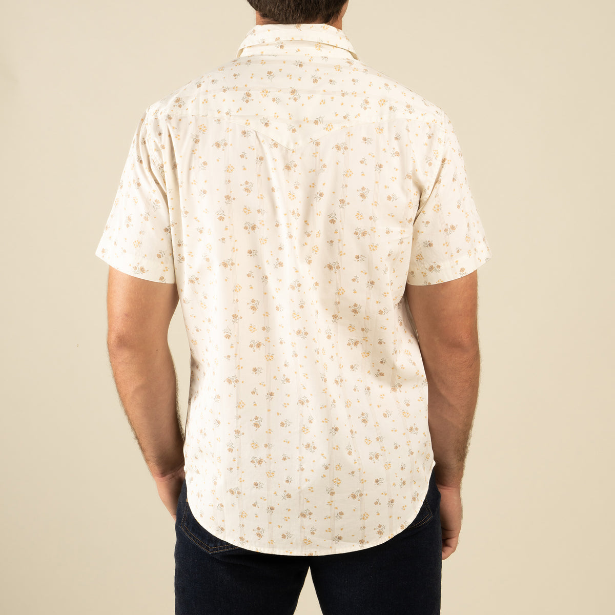 The Wyatt Pearl Snap Short Sleeve Print Shirt - Dustbloom - Antique White