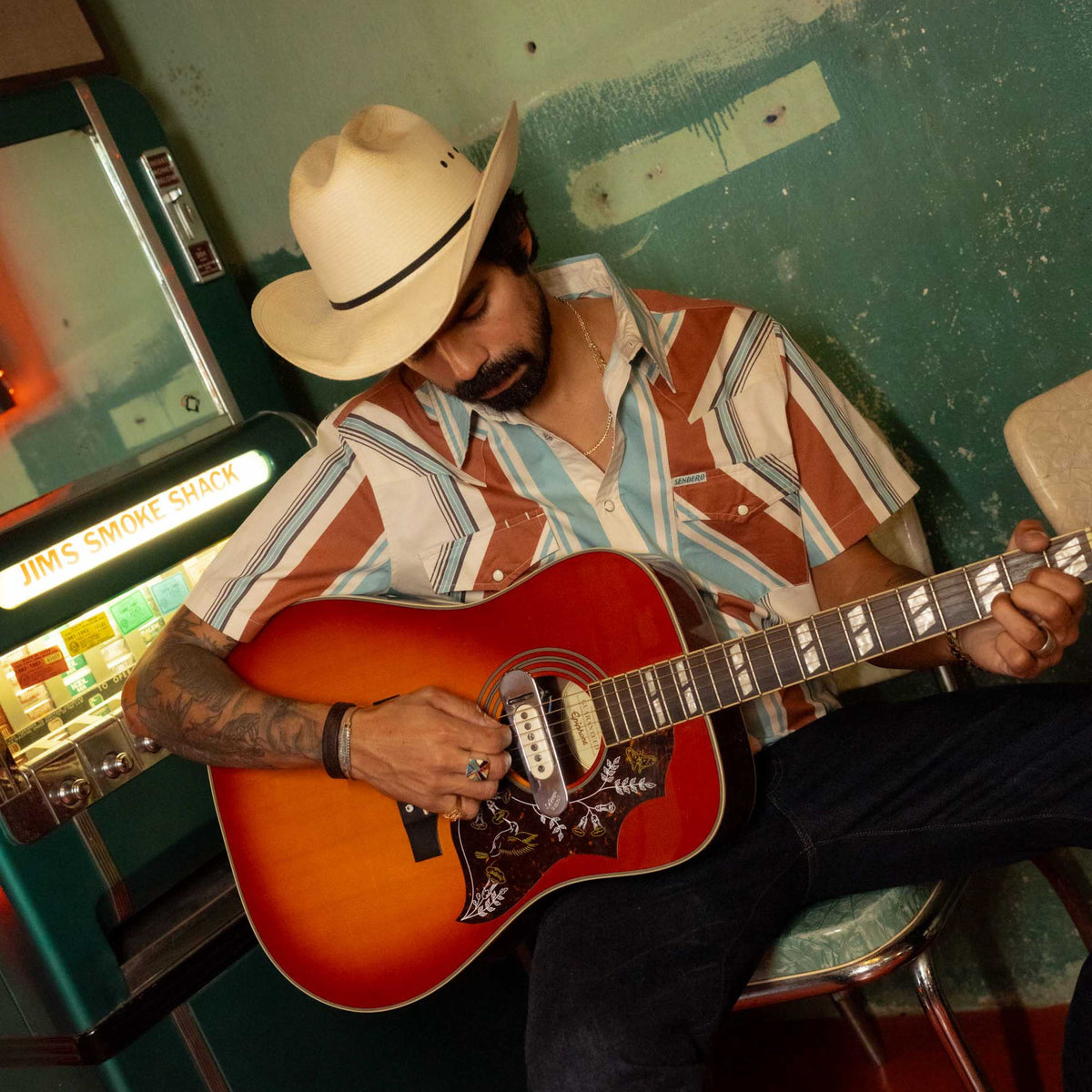 The Wyatt Pearl Snap Short Sleeve Print Shirt - Stagecoach Stripe - Red/Blue