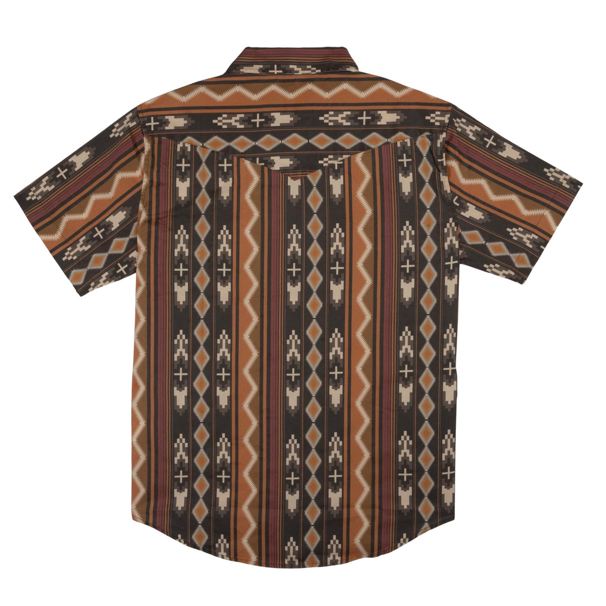 The Wyatt Pearl Snap Short Sleeve Print Shirt - Tempe Stripe - Brown/Orange