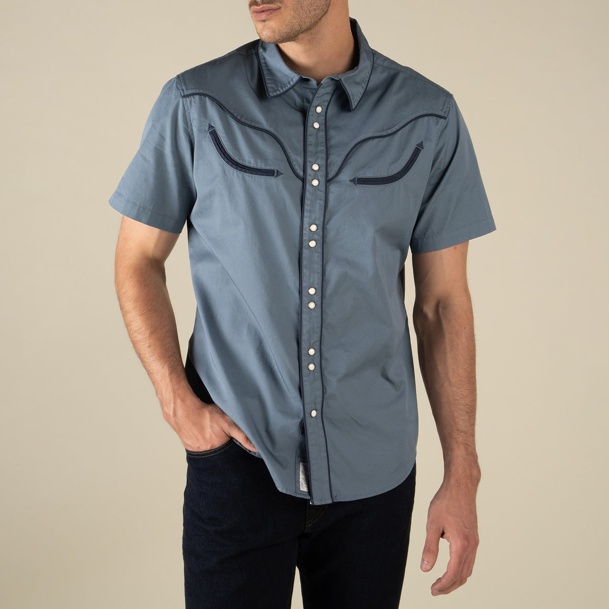 The Prescott Western Shirt - Faded Navy