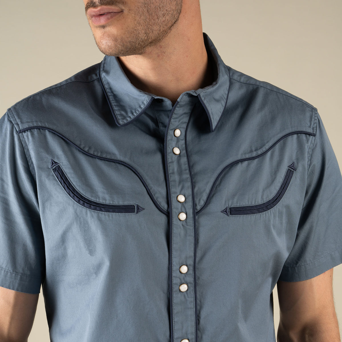The Prescott Western Shirt - Faded Navy