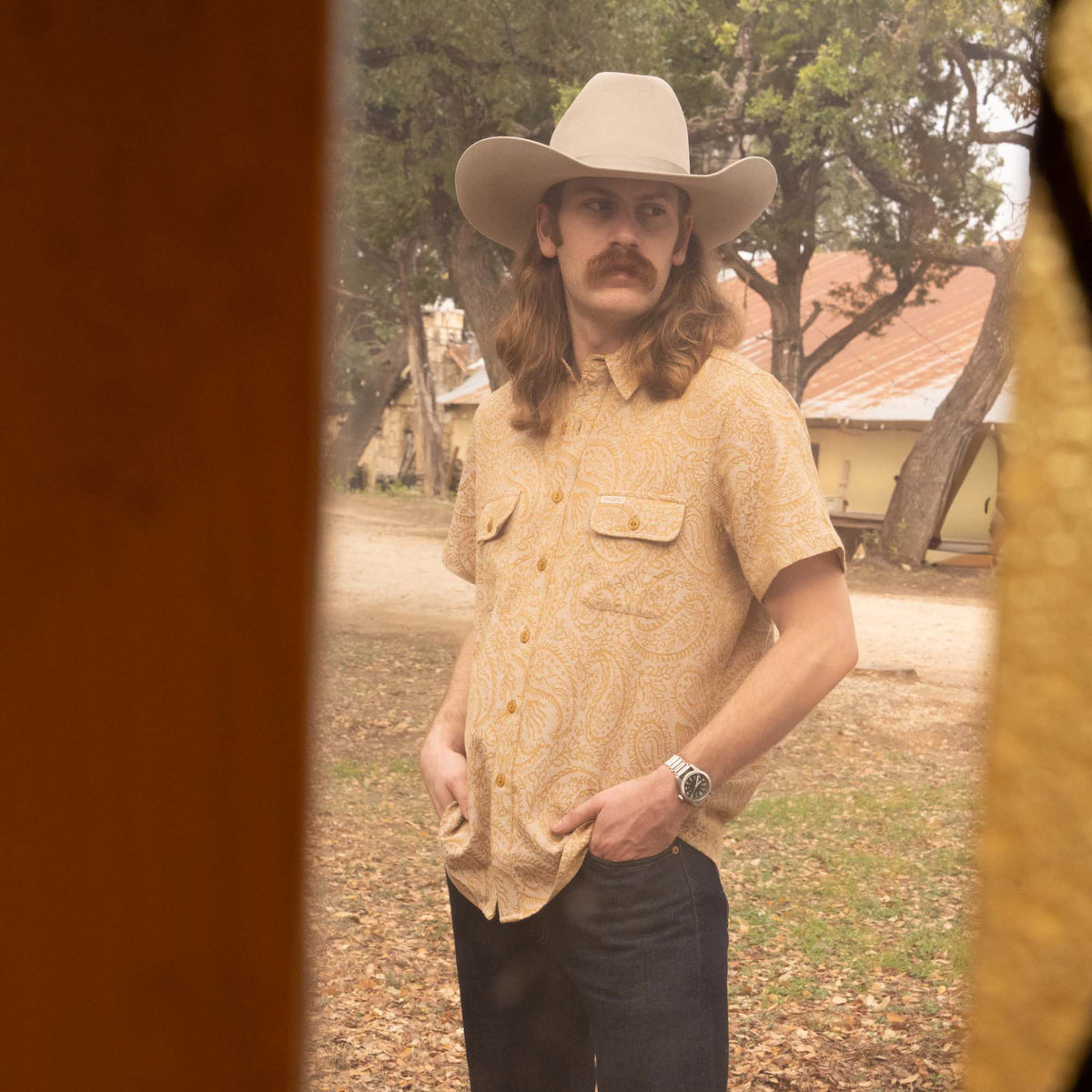 Boquillas Short Sleeve Shirt - Wildrose Paisley - Gold