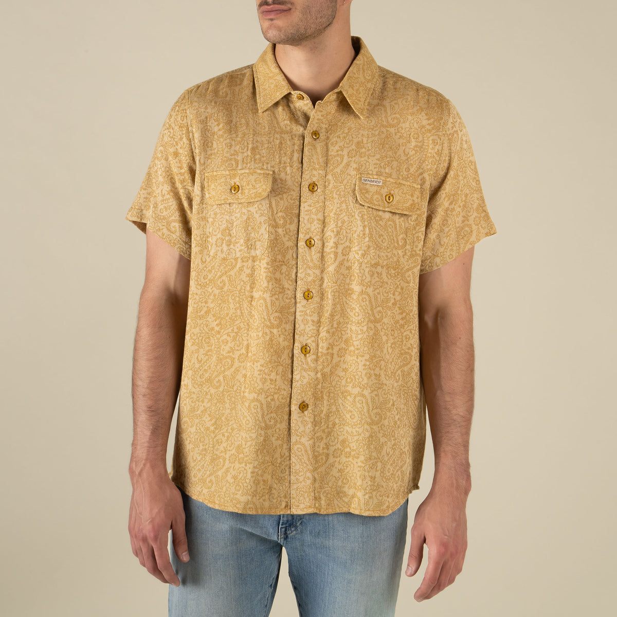 Boquillas Short Sleeve Shirt - Wildrose Paisley - Gold