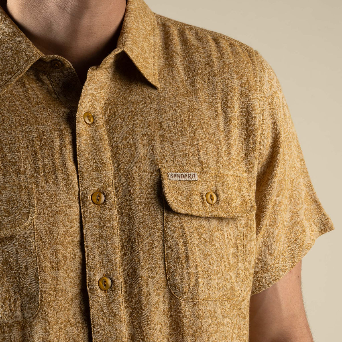 Boquillas Short Sleeve Shirt - Wildrose Paisley - Gold