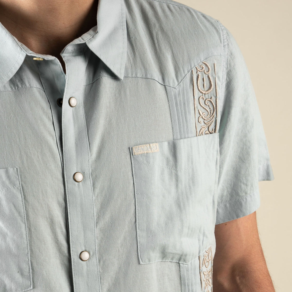 Caballero Guayabera Short Sleeve Shirt - Faded Blue