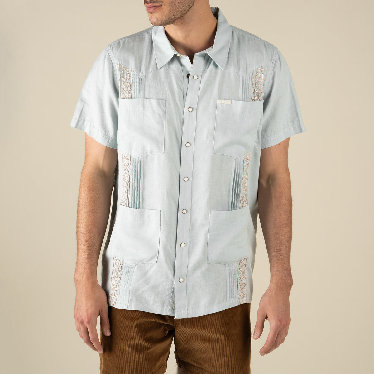 Caballero Guayabera Short Sleeve Shirt - Faded Blue