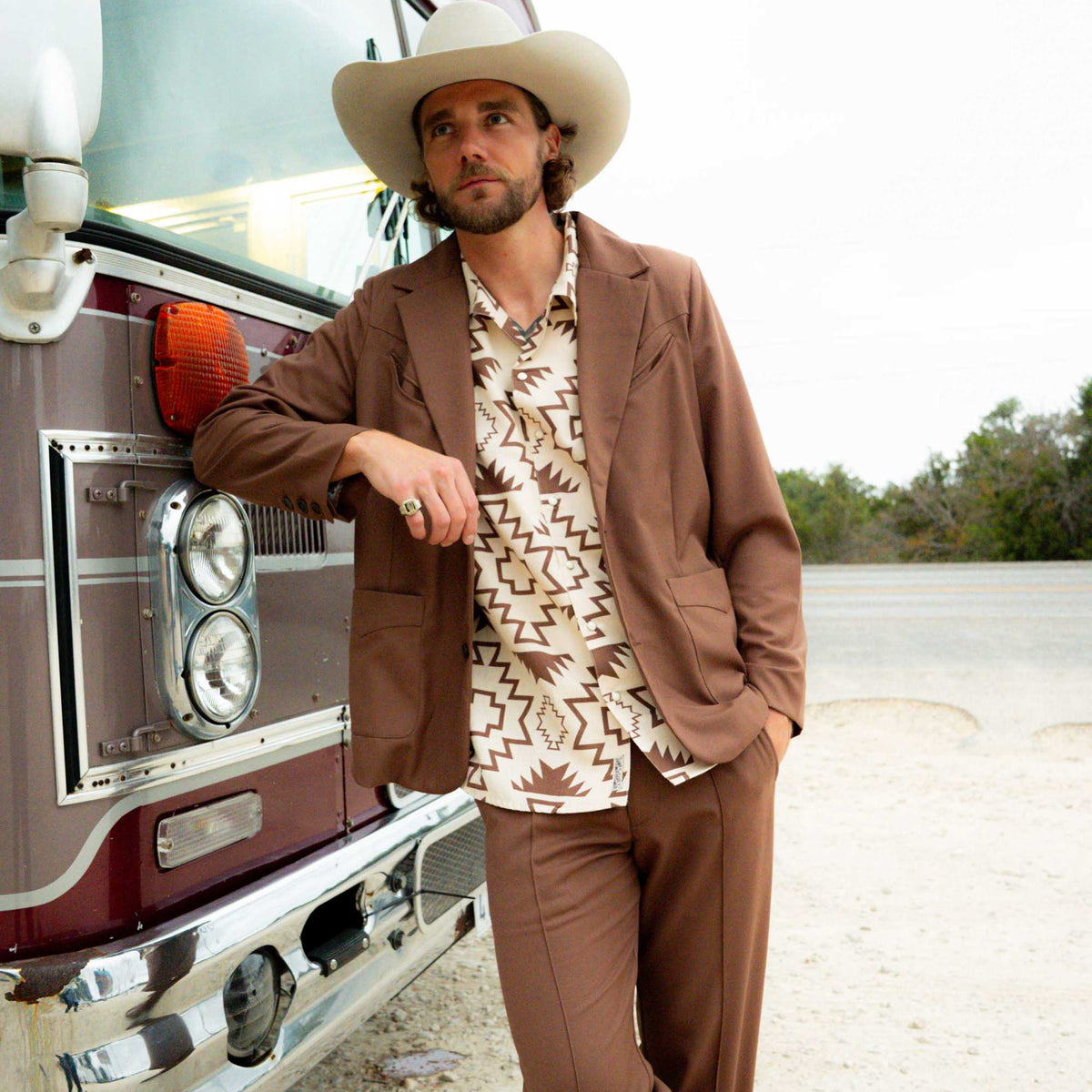The Padre Shirt - Chama Chevron - Cream/Brown