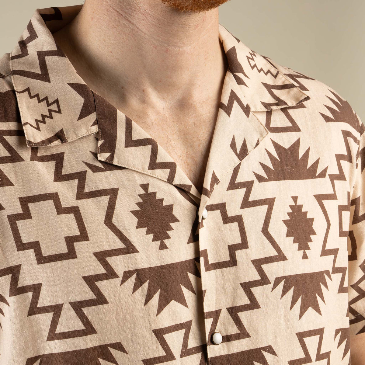The Padre Shirt - Chama Chevron - Cream/Brown