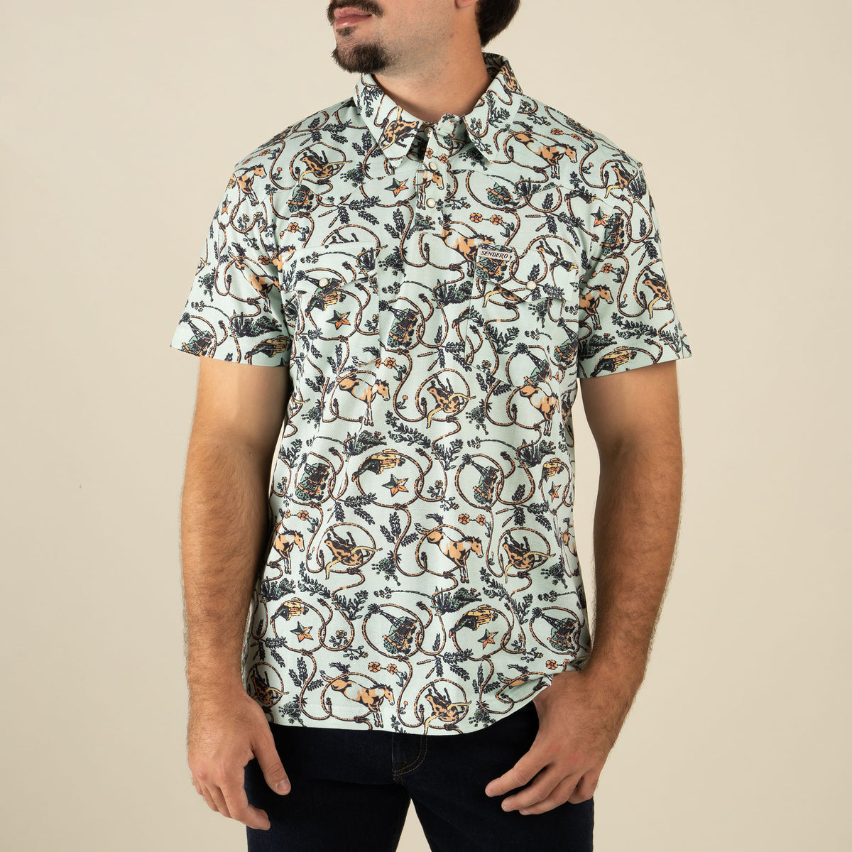 Cantina Pique Polo Short Sleeve Shirt - High Lonesome - Dusty Teal